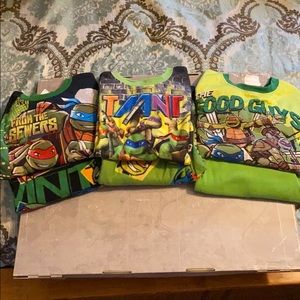 3 Boy Fleece Ninja Turtles PJs sets 10 & 10/12